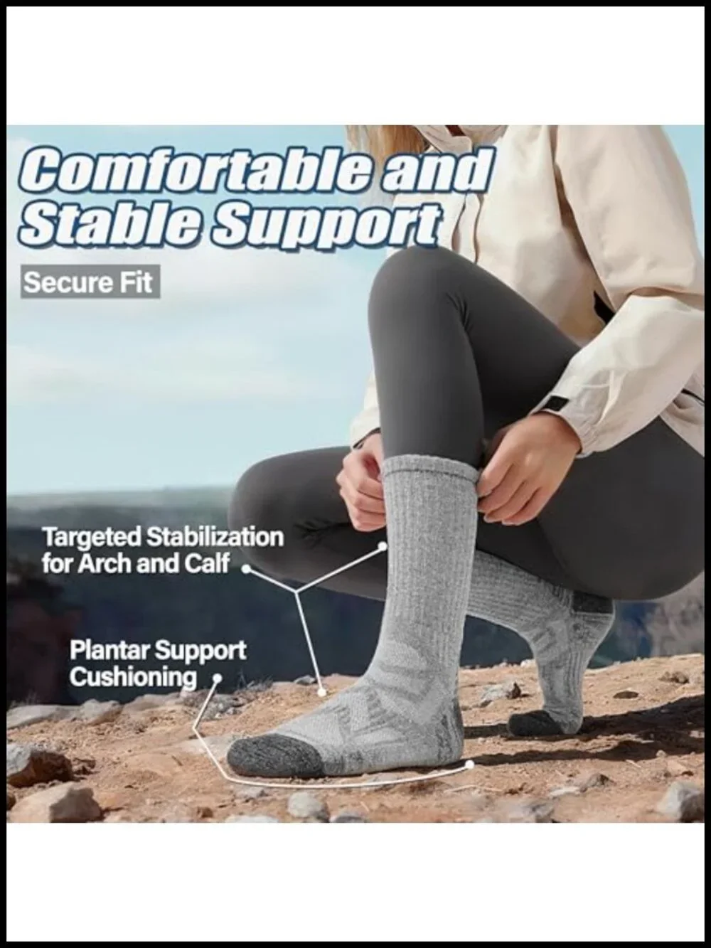 Merino Wool Hiking Socks 5 Pairs Men Women Thermal Moisture Wicking Crew